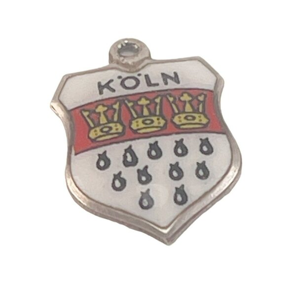 Vintage Köln Enamel Shield Pendant Charm 800 Silver - Picture 2 of 5
